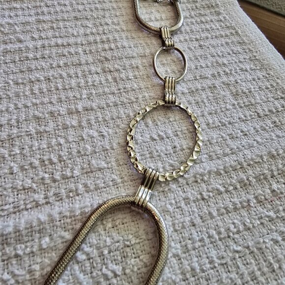Vintage Textured Silver Circle & Oval Link Belt - Picture 2 of 6